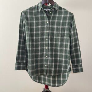 Madewell Oversized Ex-Boyfriend Plaid Shirt in sage size XXS (orig. $92)